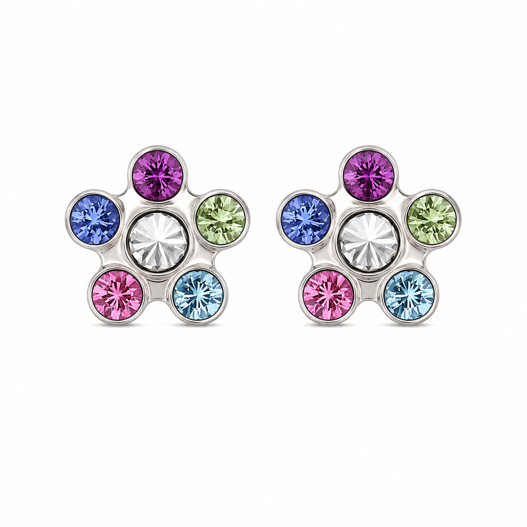 Daisy Rainbow Allergy-free Stainless Steel Ear Studs For Kids