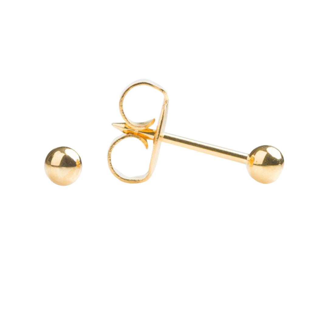 4MM Ball 24K Pure Gold Plated Ear Studs For Kids