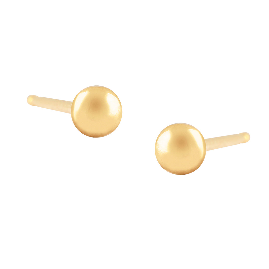 4MM Ball 24K Pure Gold Plated Ear Studs For Kids