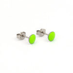 Load image into Gallery viewer, Novelty Neon Green Button Allergy-free Stainless Steel  Ear Studs For Kids
