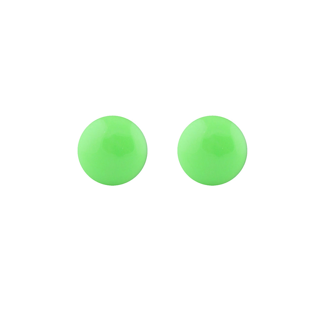 Novelty Neon Green Button Allergy-free Stainless Steel  Ear Studs For Kids