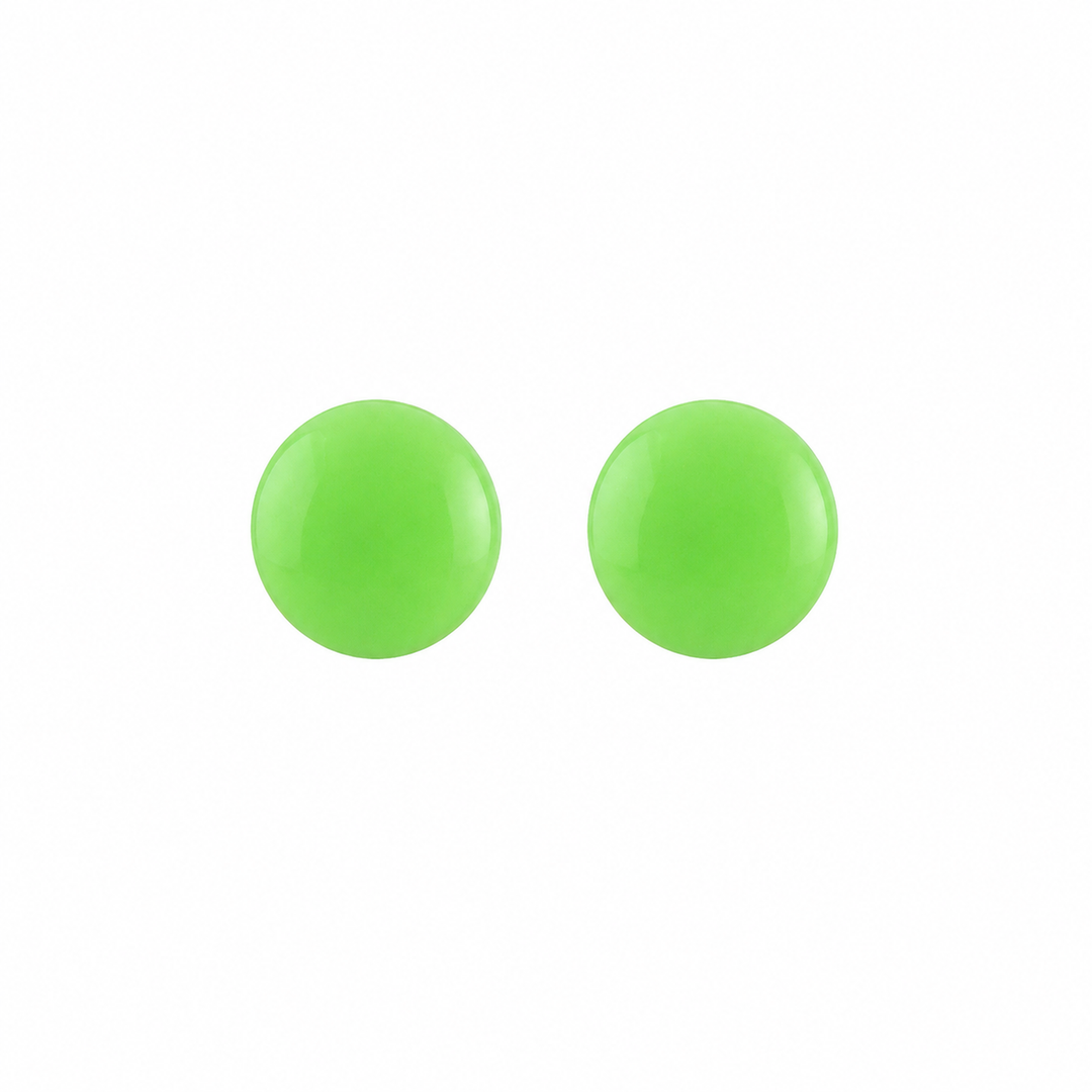 Novelty Neon Green Button Allergy-free Stainless Steel  Ear Studs For Kids