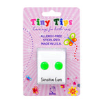 Load image into Gallery viewer, Novelty Neon Green Button Allergy-free Stainless Steel  Ear Studs For Kids
