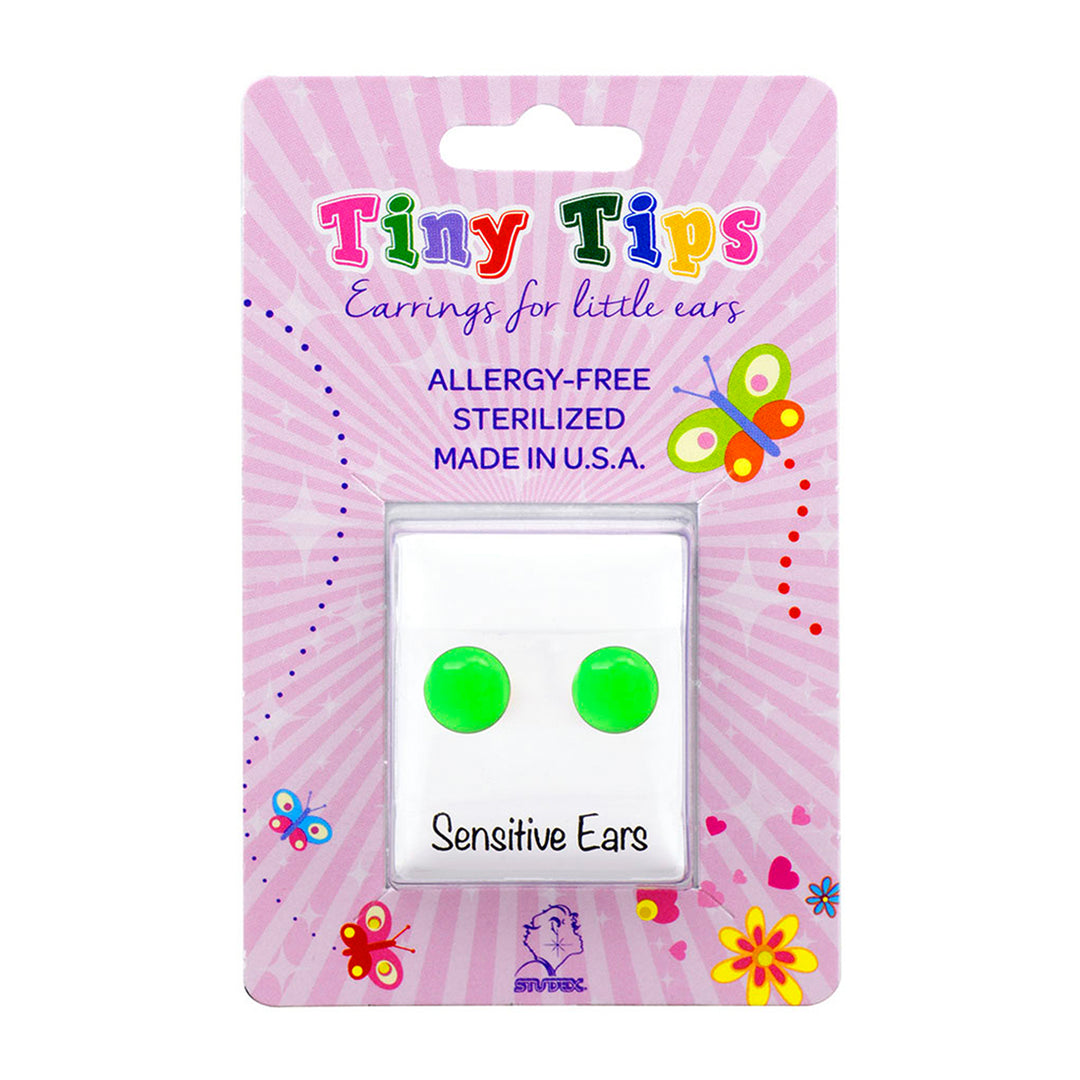 Novelty Neon Green Button Allergy-free Stainless Steel  Ear Studs For Kids
