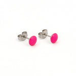 Load image into Gallery viewer, Novelty Neon Hot Pink Button Allergy-free Stainless Steel Ear Studs For Kids
