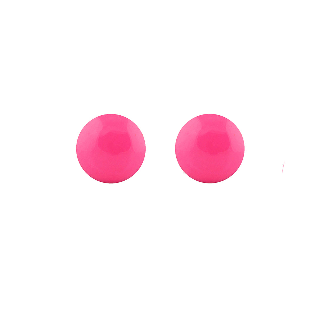 Novelty Neon Hot Pink Button Allergy-free Stainless Steel Ear Studs For Kids