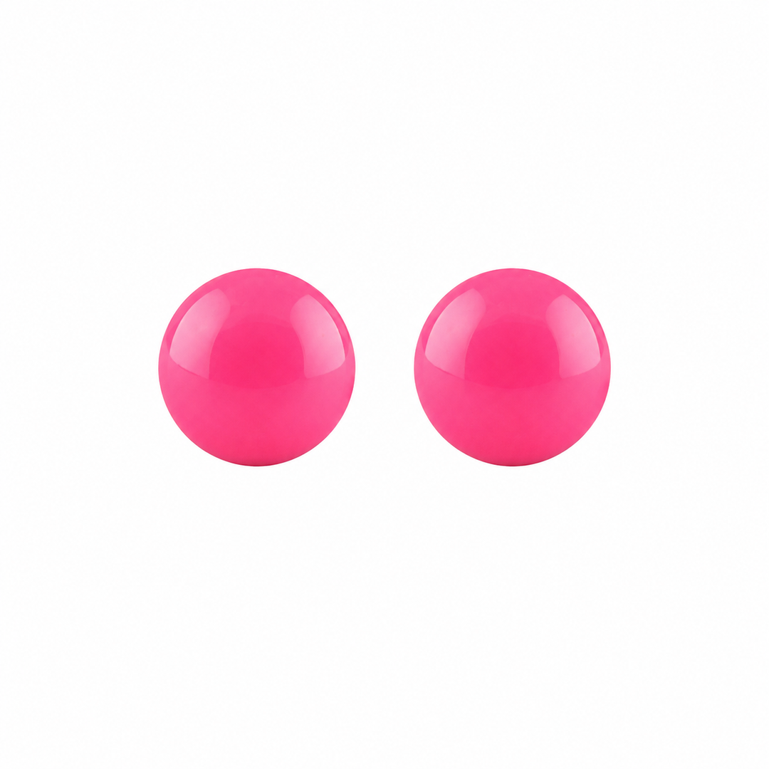 Novelty Neon Hot Pink Button Allergy-free Stainless Steel Ear Studs For Kids