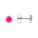 Load image into Gallery viewer, Novelty Neon Hot Pink Button Allergy-free Stainless Steel Ear Studs For Kids
