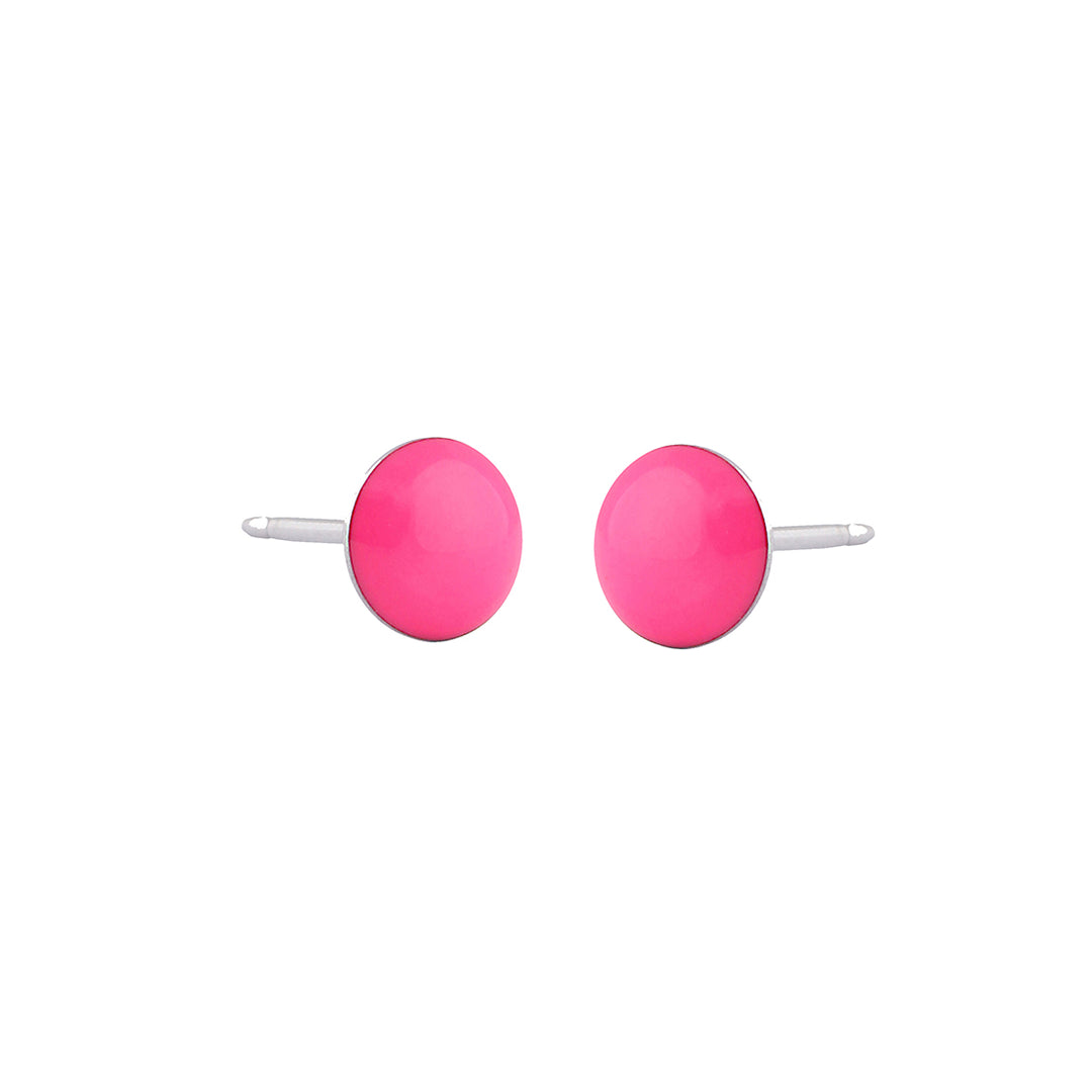 Novelty Neon Hot Pink Button Allergy-free Stainless Steel Ear Studs For Kids