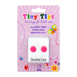 Load image into Gallery viewer, Novelty Neon Hot Pink Button Allergy-free Stainless Steel Ear Studs For Kids
