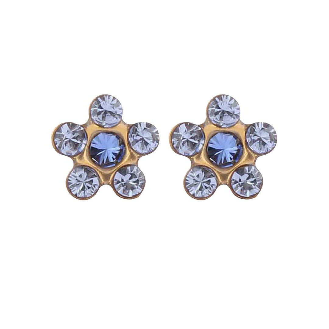 Daisy Light Sapphire Ð September Sapphire 24K Pure Gold Plated Ear Studs For Kids