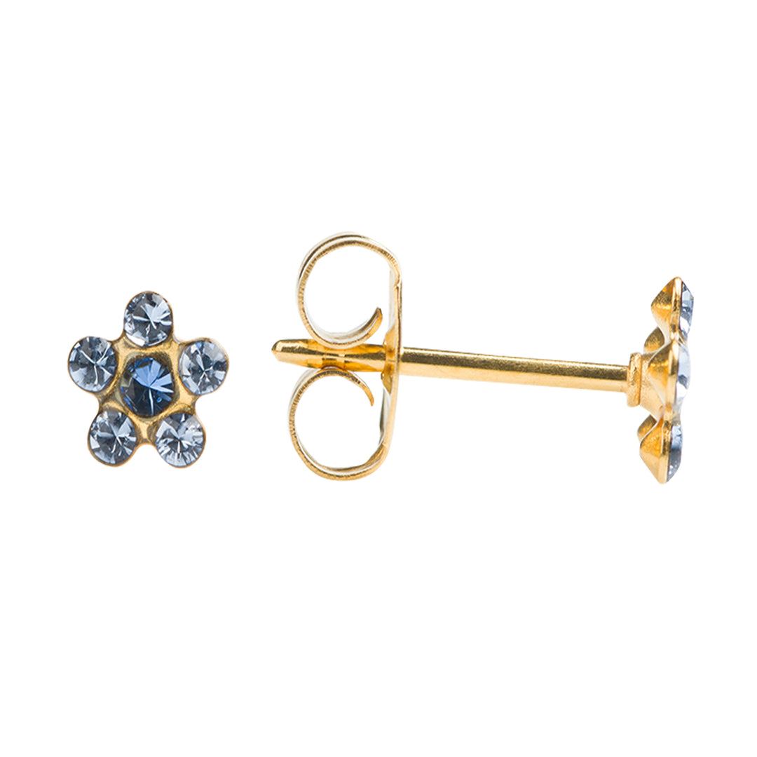 Daisy Light Sapphire Ð September Sapphire 24K Pure Gold Plated Ear Studs For Kids