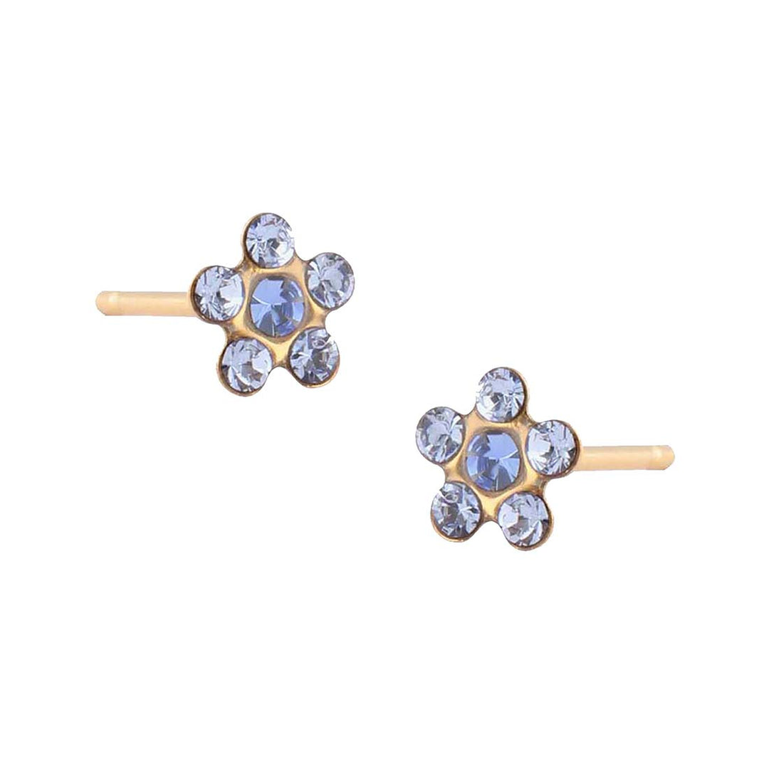 Daisy Light Sapphire Ð September Sapphire 24K Pure Gold Plated Ear Studs For Kids