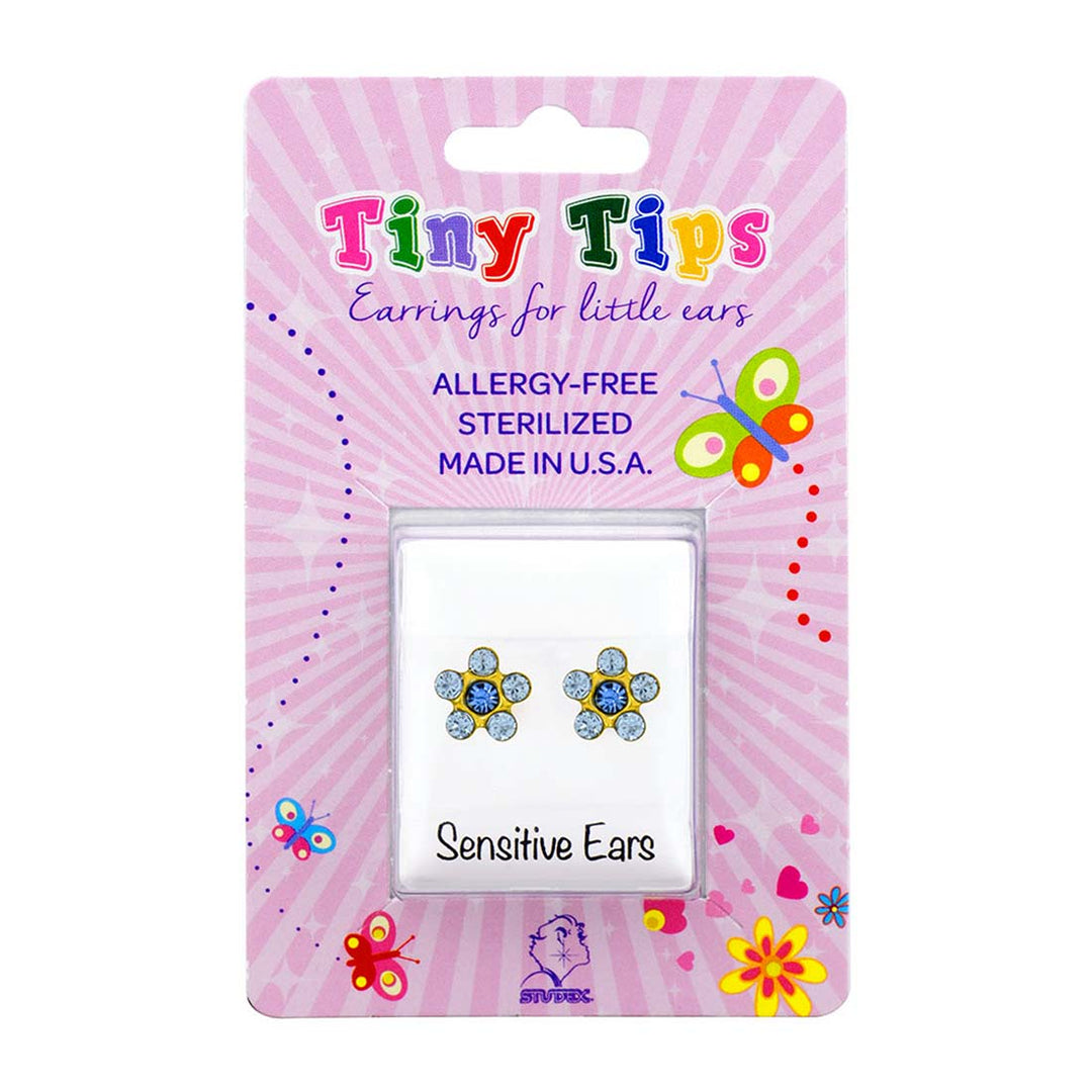 Daisy Light Sapphire Ð September Sapphire 24K Pure Gold Plated Ear Studs For Kids