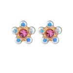Load image into Gallery viewer, Daisy Ab Crystal Ð October Rose 24K Pure Gold Plated Ear Studs For Kids
