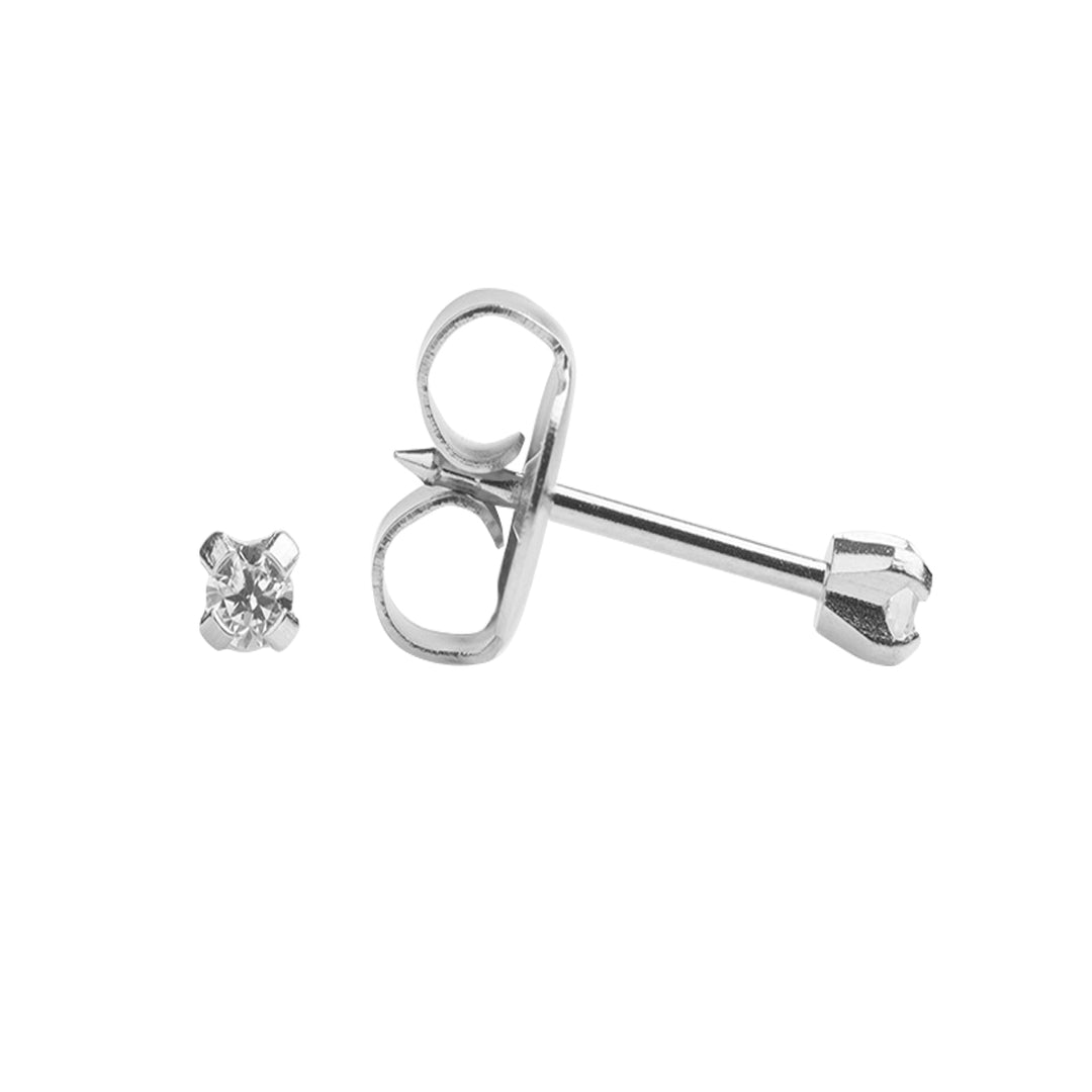 2MM Cubic Zirconia Allergy-free Stainless Steel Ear Studs For Kids
