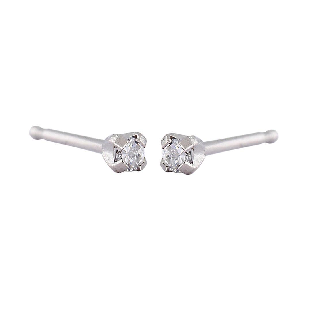 2MM Cubic Zirconia Allergy-free Stainless Steel Ear Studs For Kids