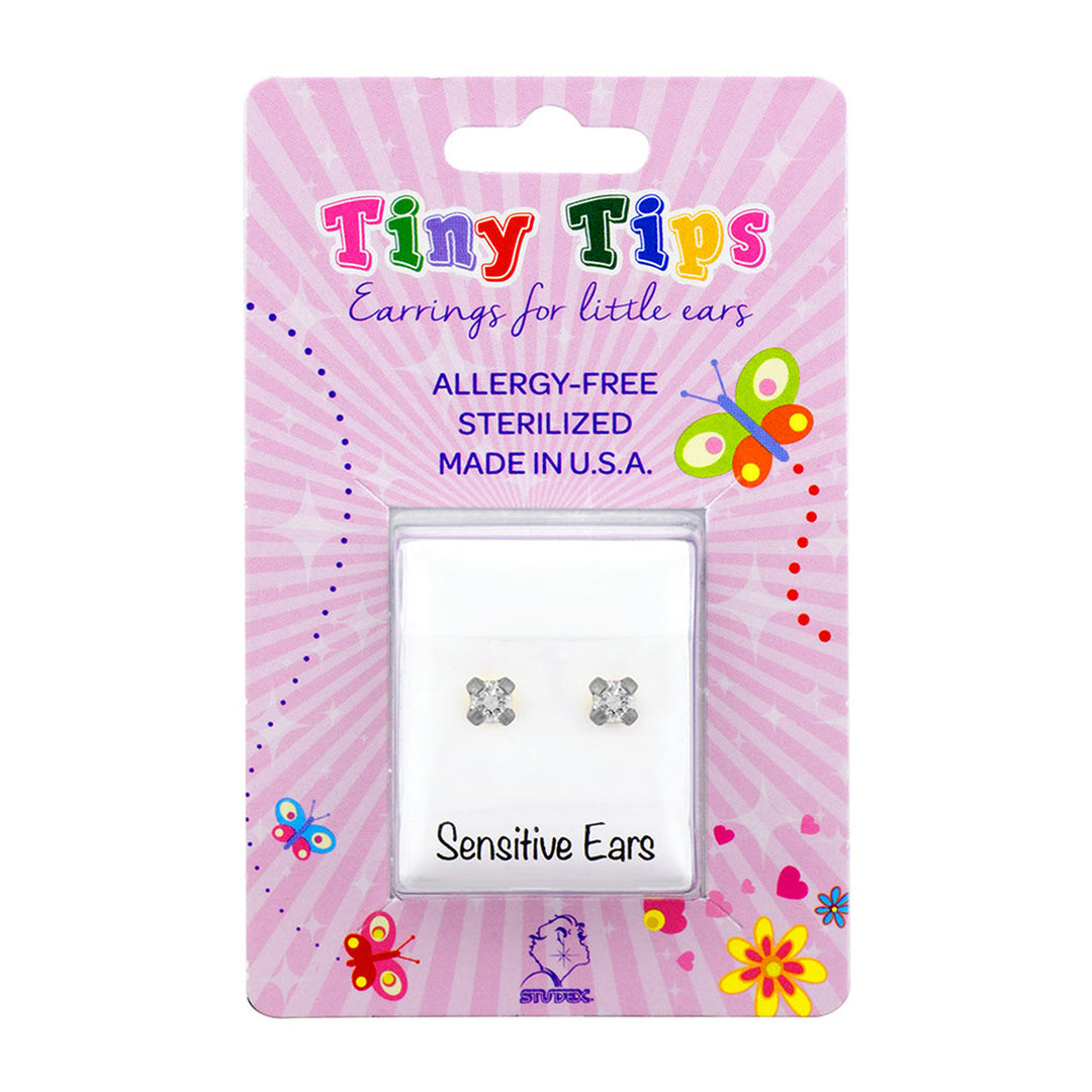2MM Cubic Zirconia Allergy-free Stainless Steel Ear Studs For Kids