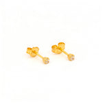 Load image into Gallery viewer, 2MM Cubic Zirconia 24K Pure Gold Plated Ear Studs for Kids
