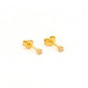 2MM Cubic Zirconia 24K Pure Gold Plated Ear Studs for Kids