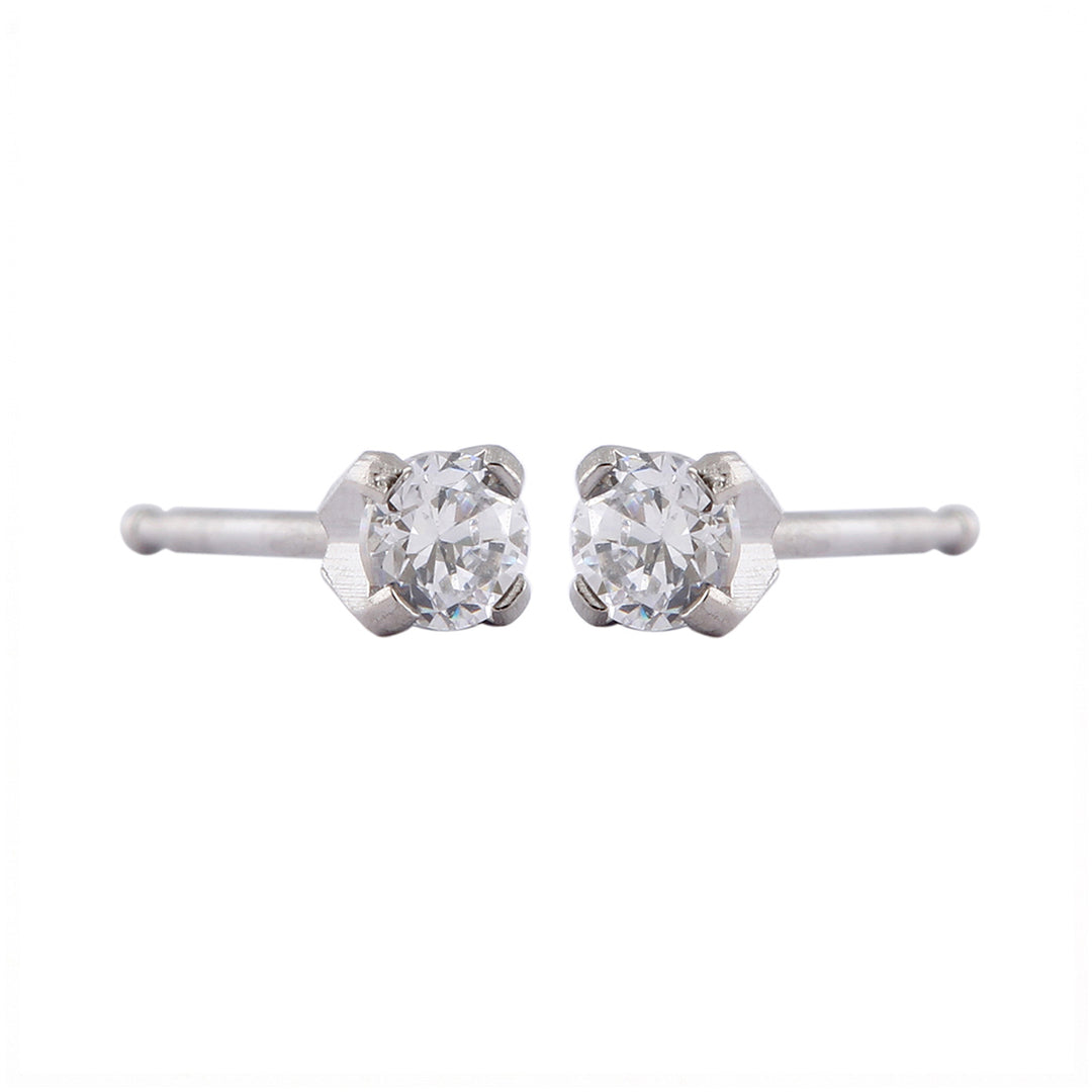 3MM Cubic Zirconia Allergy-free Stainless Steel Ear Studs For Kids