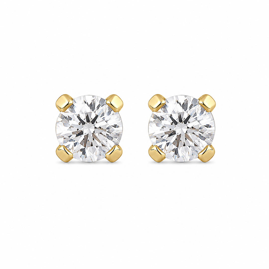 4MM Cubic Zirconia 24K Pure Gold Plated Ear Studs For Kids