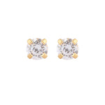 Load image into Gallery viewer, 4MM Cubic Zirconia 24K Pure Gold Plated Ear Studs For Kids
