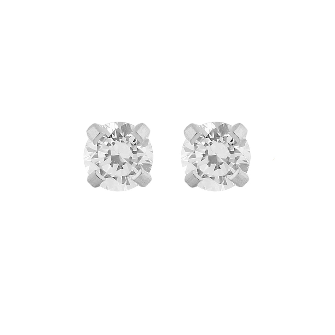 4MM Cubic Zirconia Allergy-free Stainless Steel Ear Studs For Kids
