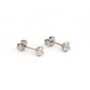 4MM Cubic Zirconia Allergy-free Stainless Steel Ear Studs For Kids