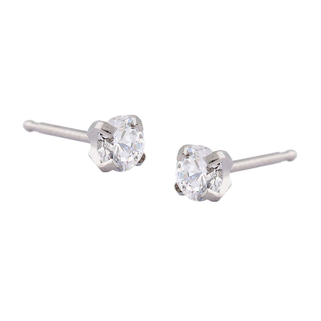 4MM Cubic Zirconia Allergy-free Stainless Steel Ear Studs For Kids