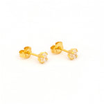 Load image into Gallery viewer, 4MM Cubic Zirconia 24K Pure Gold Plated Ear Studs For Kids

