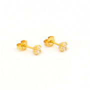 4MM Cubic Zirconia 24K Pure Gold Plated Ear Studs For Kids