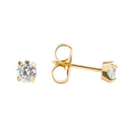 Load image into Gallery viewer, 4MM Cubic Zirconia 24K Pure Gold Plated Ear Studs For Kids
