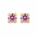 Load image into Gallery viewer, 3MM Pink Cubic Zirconia 24K Pure Gold Plated Ear Studs For Kids