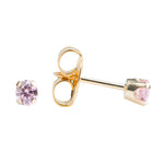Load image into Gallery viewer, 3MM Pink Cubic Zirconia 24K Pure Gold Plated Ear Studs For Kids
