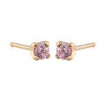 Load image into Gallery viewer, 3MM Pink Cubic Zirconia 24K Pure Gold Plated Ear Studs For Kids
