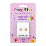Load image into Gallery viewer, 3MM Pink Cubic Zirconia 24K Pure Gold Plated Ear Studs For Kids
